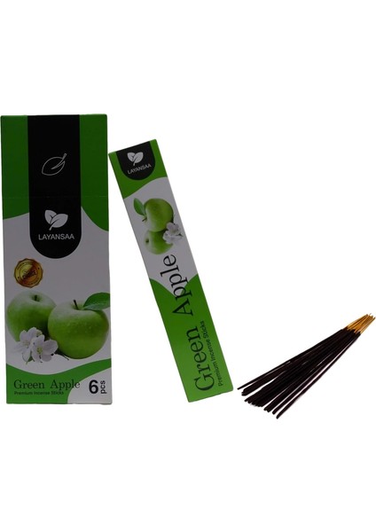 Yeşil Elma (Green Apple) Kokusu Özel Aroma Kokusu Agarbatti Arınma 20 Adet 1 Paket Çubuk Tütsü