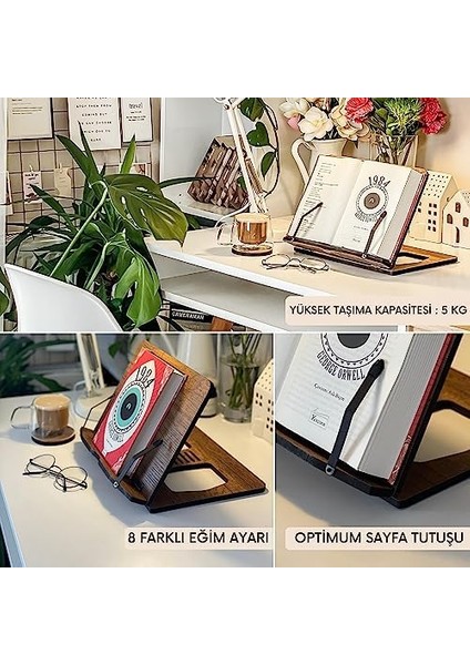Wood Kitap Okuma Standı, Tablet Standı (Ceviz) modelleri