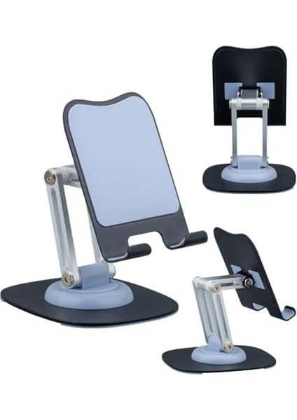 360 Derece Döner Telefon ve Tablet Tutucu Alüminyum Stand, Ayarlanabilir Yükseklik, Ayarlanabilir Pozisyon, Dayanıklı ve Hafif