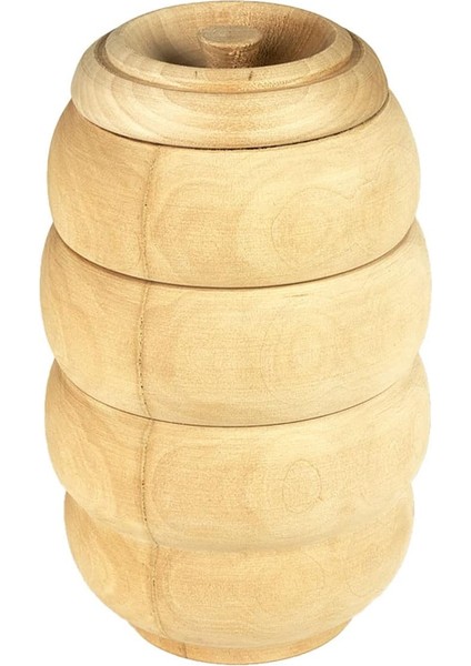 Ahşap Bal Kavanozu (18 cm x 11,5 Ø Cm, Natural)