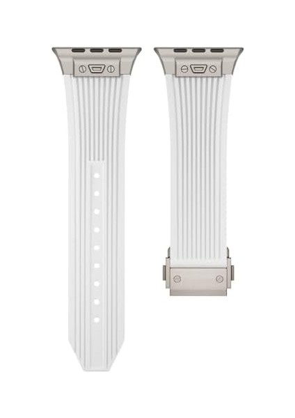Apple Ile Uyumlu Watch 42MM KRD-113 Spor Görünümlü Silikon Kordon Beyaz modelleri