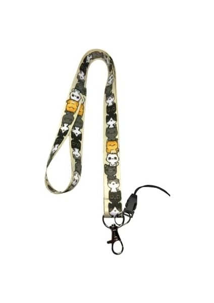 Kedi Desenli Boyun Ipi Telefon Askısı Lanyard