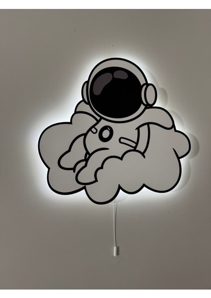 Ahşap Doodle Bulut ve Astronot Çocuk Odası Gece Lambası 32X30 fiyatları