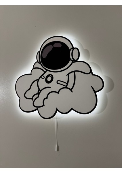 Ahşap Doodle Bulut ve Astronot Çocuk Odası Gece Lambası 32X30 modelleri