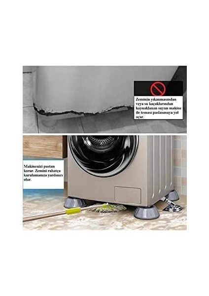 4 Adet Çamaşır Makinesi Ayağı Titreşim Gürültü Hareket Önleyici Mobilya Yükseltici Ayak fiyatları