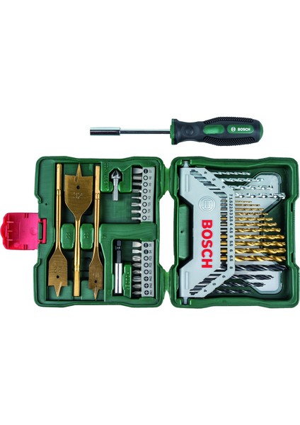 Professional Accessories - X-Line 40 Parça Titanyum Tornavidalı Karışık Aksesuar Seti, Yüksek Hız Çeliği, Altıgen