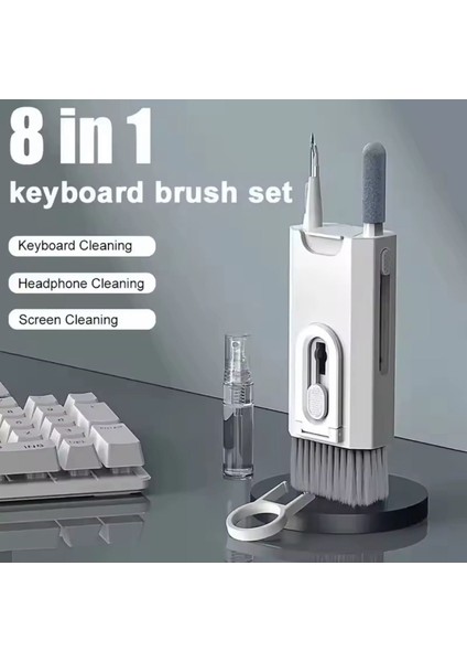 8 In 1 Ekran Temizleme Kiti Bilgisayar Klavye Temizleyici Fırça Kulaklık Temizleme Kalemi Kulaklık Telefon Temizleme Araçları Klavye Tuş Çektirme