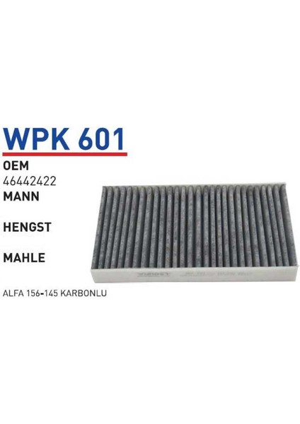 Wpk601 Oem 46442422 Fıat brava bravo (95-01) marea (96) lancıa lybra (99) Otomobil polen filtre pollen filter