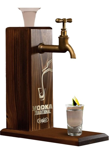 Gift Özel Vodka Baskılı Musluklu Doğal Ahşap Içki Standı, Içki Çeşmesi, Doğum Günü Hediyesi, Ev Hediyesi, Içecek Dispenseri