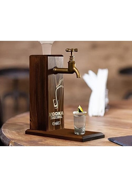 Gift Özel Vodka Baskılı Musluklu Doğal Ahşap Içki Standı, Içki Çeşmesi, Doğum Günü Hediyesi, Ev Hediyesi, Içecek Dispenseri fiyatları