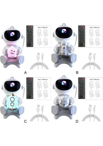 Çocuklar Için Çok Renkli Astronot ve Yıldızlı Gökyüzü Projektörü, Bluetooth Hoparlörlü fiyatları