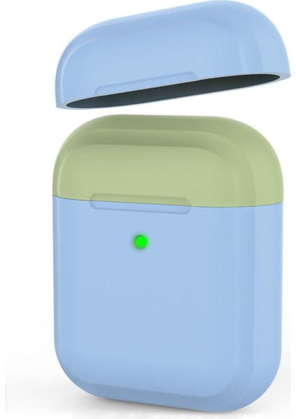 Airpods ile Uyumlu Kılıf 1-2 Nesil 2mm Silikon Case Yedek Kapak Hediyeli PT88-Z Açık Mavi