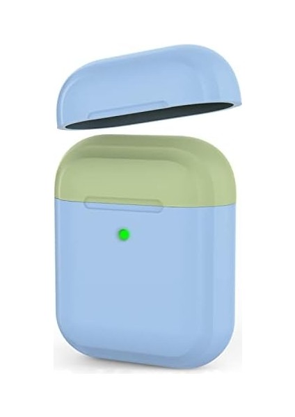 Airpods ile Uyumlu Kılıf 1-2 Nesil 2mm Silikon Case Yedek Kapak Hediyeli PT88-Z Açık Mavi