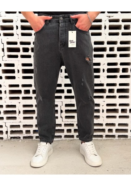 Mom Yırtık Erkek Denim Pantolon