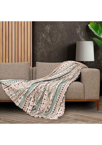 Concept Softmicro Boho Etnik Desenli Mikrofiber Koltuk Örtüsü ve Şalı, Kaymaz Turkuaz 180X300 cm fiyatları