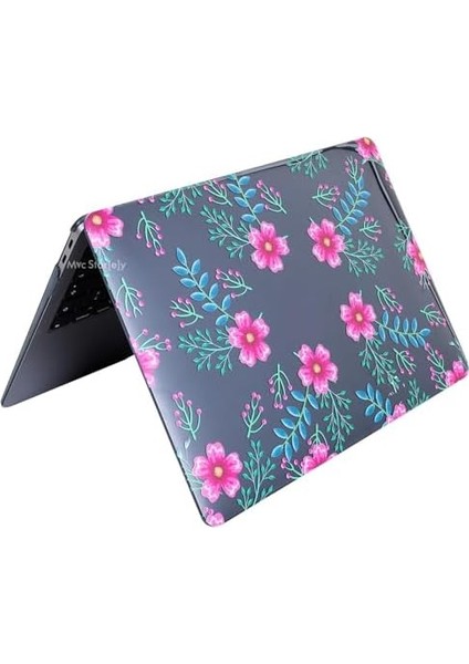 Huawei Matebook D14 Kılıf (2019-2020-2021-2022 Yili) ile Uyumlu Kristal Kılıf FLOWER01NL Pembe Mavi fiyatları