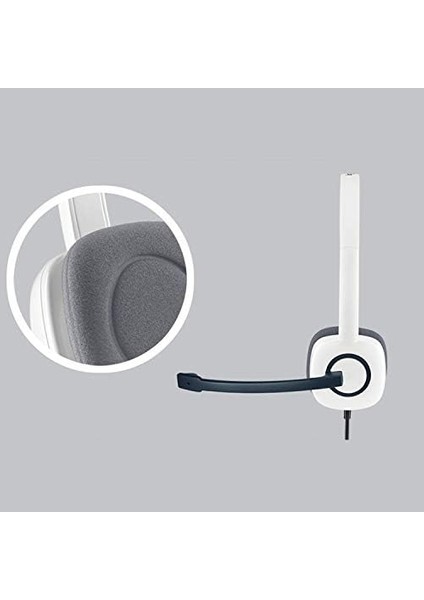 H150 Kablolu Stereo Kulak Üstü Mikrofonlu Kulaklık, Mikrofon ve Ses Çıkışı Için Ayrı Bağlantı, Kablo Üzeri Kontrol Özelliği, Beyaz modelleri