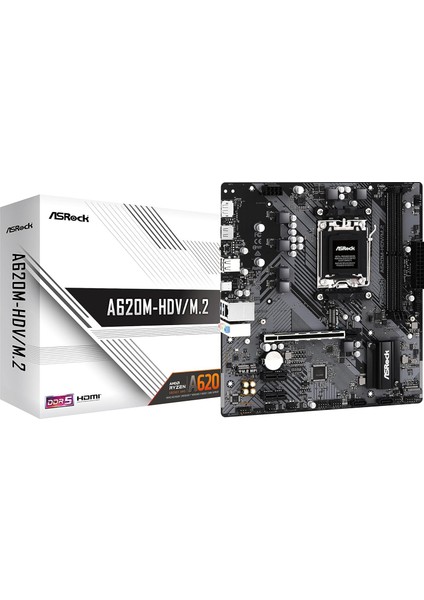 A620M-HDV/M.2 Micro Atx Anakart Amd Am5 Ryzen 8000 ve 7000, Ddr5, 1x M.2 Ssd, Amd Expo, USB Type-C