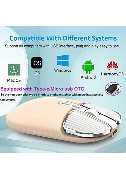 USB Alıcısı ile 2.4g Kablosuz Şarj Edilebilir Fare, Tek Tıkla Masaya Dön, Sessiz Düğmesi, Güç Tasarrufu, Dizüstü Bilgisayar, Dizüstü Bilgisayar, Pc, Tablet Için 2400DPI Optik Sevimli Kız fiyatları