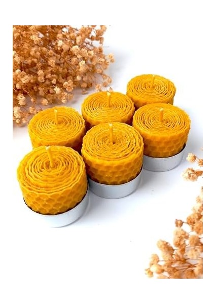 12 Adet (6&apos;sı Sarma) Bal Mumu Mum Tealight Doğal Petek Balmumu Mum Beeswax Candle modelleri