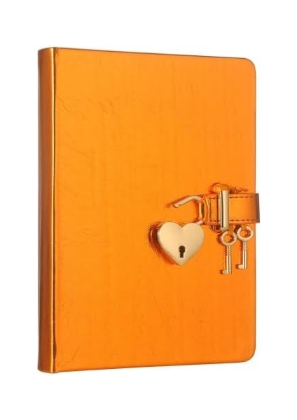 Journals Hush Hush Kilitli Metalik Defter (Turuncu)