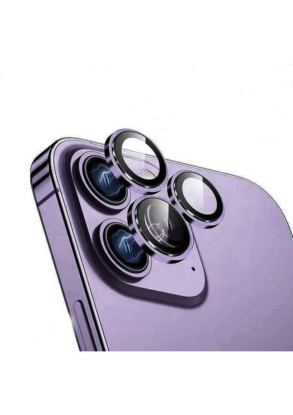 Iphone 14 Pro / 14 Pro Max Derin Mor Için Kamera Lens Koruyucu Çizilmez Hd Görüntü Bozmaz Metal Temperli Cam