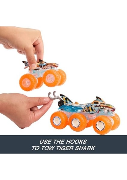 Wheels Monster Trucks Toy Truck & Big Rig Multipack, 1:64 Ölçekli Mega-Wrex & Tiger Shark ile Eşleşen Power Smashers Deco fiyatları