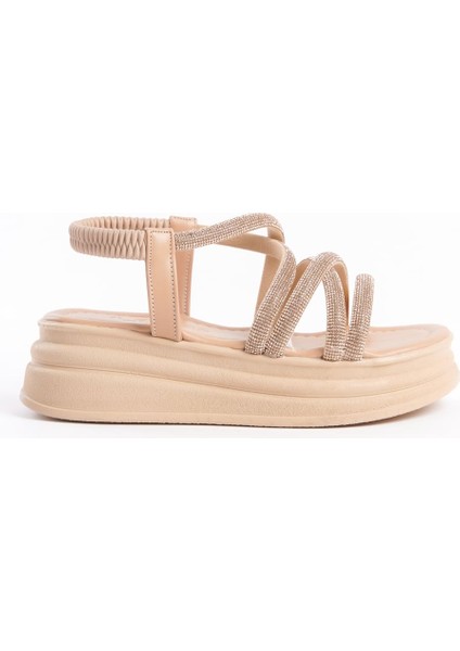 Nına Lastikli Taşlı Şeritli Ortopedik Taban Kadın Sandalet Tt Ten modelleri