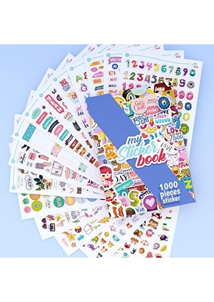 Sticker Set - Çocuklar, Kızlar, Gençler ve Yetişkinler Için 1000 Adet Çıkartma Seti - Scrapbook Sticker - Laptop, Günlük, Ajanda ve Planner Için Bullet Journal Sticker Koleksiyon Kitabı fiyatları