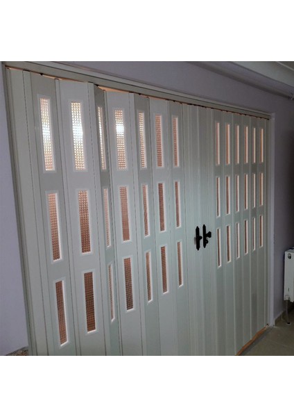 Beyaz Renkli 3 Sıra Camlı 12 mm - Çift Kanat - En 189 cm * Boy 192 cm Akordiyon Kapı fiyatları