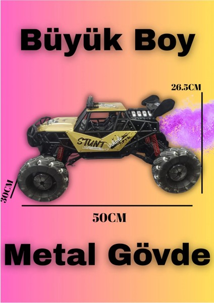 2.4 Ghz 7.4 V Çok Büyük Boy Metal Gövde 50 cm Hızlı Buhar Modlu Yanyan Giden 360DÖNEN Rcofroad Araba