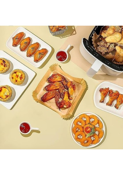 Ticaret Airfryer Pişirme Kağıdı,xl-Xxl Büyük Boy, Kare, 200 Adet Hava Fritöz Parşömen Fırın Kağıdı Tek Kullanımlık Kağıt Fırın Fritöz Pişirme Kızartma Tavası Için Uygun 20CM modelleri
