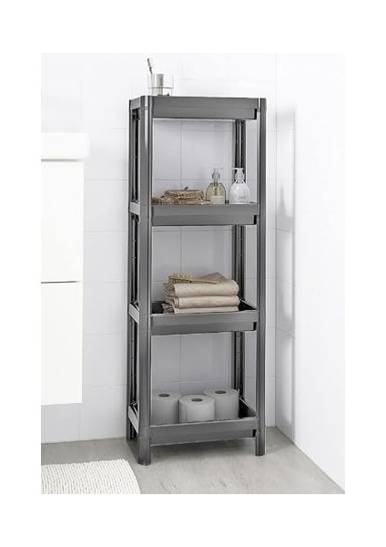 Home 4 Katlı Geçmeli Plastik Banyo ve Mutfak Organizeri, Kolay Montajlı 4 Katlı Raf, Mutfakta ve Banyoda Kullanım Için Ideal, Dayanıklı Depolama Çözümü (Antrasit Gri) fiyatları