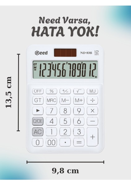 ND-10B Beyaz Hesap Makinesi