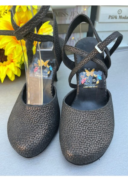Kabartmalı Deri Kahve Burnu Kapalı , Kelebek Model 8,5 cm Topuk Boyu Tango, Salon ve Dans Ayakkabı fiyatları