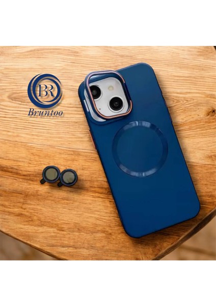 Apple Iphone 13 Uyumlu Magnezyum Serisi Standlı Kapak Magsafe Sert Kılıf +Lens Koruma .