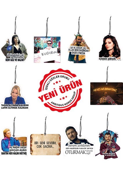 Bymeyla Sevilen Atarlı Sözleri Serisi 10'lu Oto Kokusu ve Oto Aksesuarı