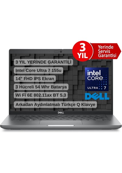 Latitude 5450 Intel Core Ultra 7 155U 16GB 2tb SSD 14" Fhd Windows 11 Pro Taşınabilir Bilgisayar