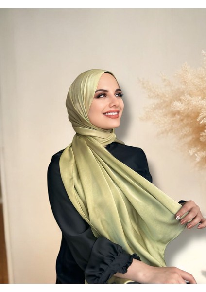 Idol Saten Janjan Şal - Zeytin Yeşili