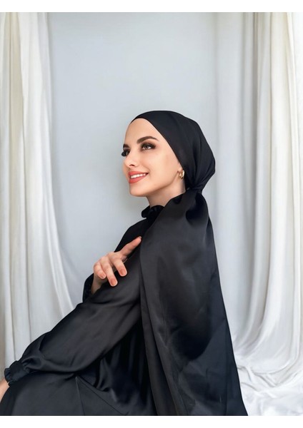 Idol Saten Janjan Şal - Siyah