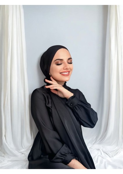 Idol Saten Janjan Şal - Siyah