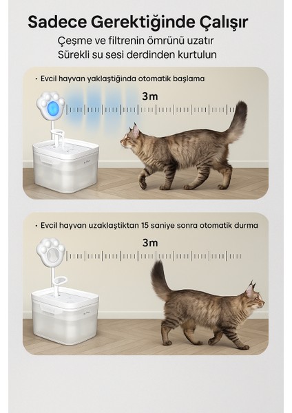 Akıllı Hareket Sensörlü Evcil Hayvan Çeşme Kontrol Cihazı