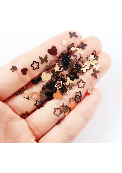 Siyah ve Gold Tırnak Süsleme Folyo Pulları Karışık Dizayn Kelebek Kalp Tavşan Yıldızlar Nail Art fırsatları