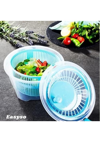 Salata Kurutucu, Standart, 3875 Çok Renkli 4.4l Sebze Salata Kurutma Makinesi Çevirmeli Kurutucu Salatacı
