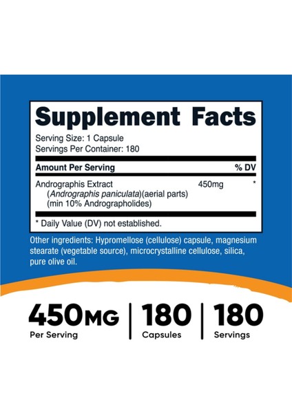 Andrographis Extract 450 mg , 180 Vegetarian Capsules.abd Menşei indirimleri