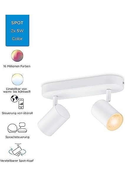 Imageo Spot Tavan Lambası Ayarlanabilir Beyaz & Renk 2X5W Beyaz Tekli Paket modelleri