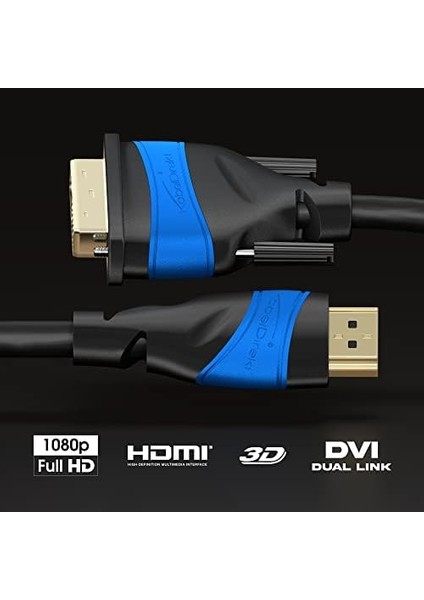 – Hdmi-Dvi Adaptör Kablosu – 1,5m (Çift Yön, Dvi-D 24+1/yüksek Hızlı HDMI Kablosu, 1080P/FULL Hd, Dijital Video, HDMI Cihazını DVI Monitöre (Veya Tersi) Bağlayabilirsiniz, Siyah) fiyatları