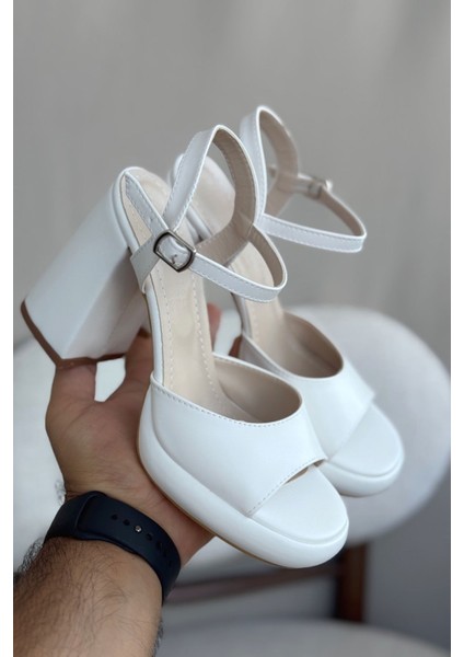 Kadın Andre Platformlu Topuklu Ayakkabı - Beyaz fiyatları