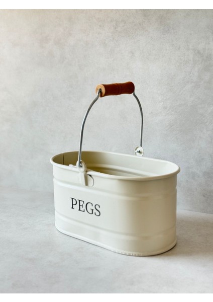 Galvaniz Ahşap Kulplu Mandal Kovası (Krem Renk) fiyatları