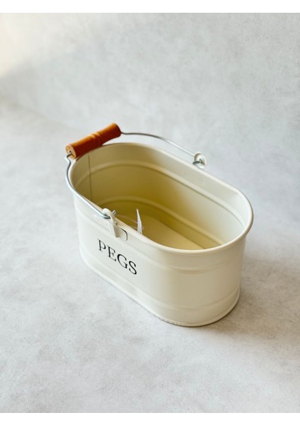 Galvaniz Ahşap Kulplu Mandal Kovası (Krem Renk) modelleri